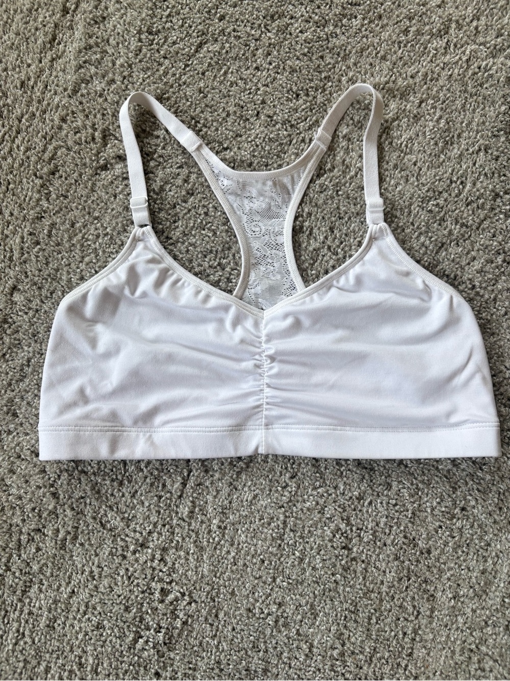 Hanes White Lace-Racerback Sports Bralette